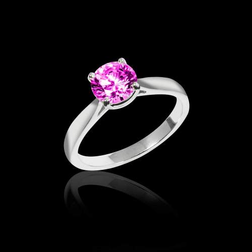 bague solitaire saphir rose platine Angela solo